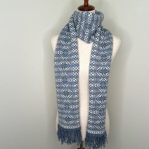 Wheaton & Hawick Blue and white Nordic Print Wool Scarf